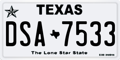 TX license plate DSA7533