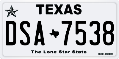 TX license plate DSA7538