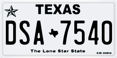 TX license plate DSA7540