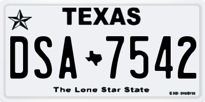 TX license plate DSA7542