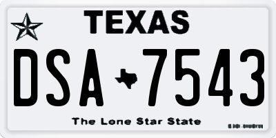 TX license plate DSA7543