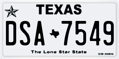 TX license plate DSA7549