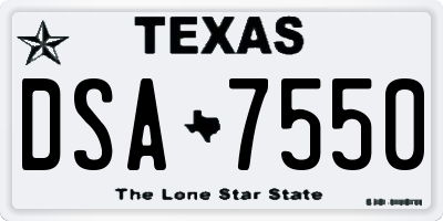 TX license plate DSA7550