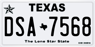TX license plate DSA7568