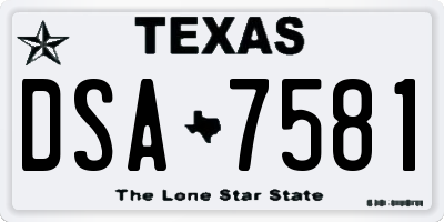 TX license plate DSA7581