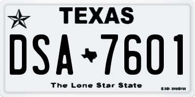 TX license plate DSA7601