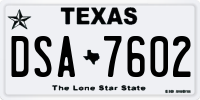 TX license plate DSA7602