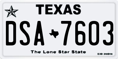 TX license plate DSA7603
