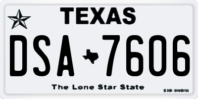 TX license plate DSA7606
