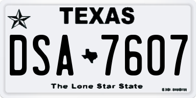 TX license plate DSA7607