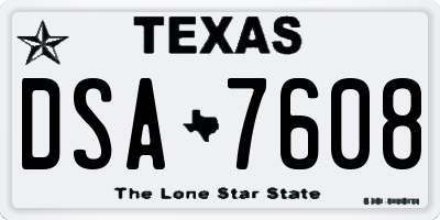 TX license plate DSA7608