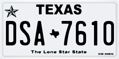 TX license plate DSA7610