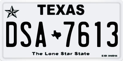 TX license plate DSA7613