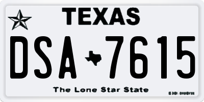 TX license plate DSA7615