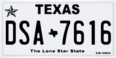 TX license plate DSA7616