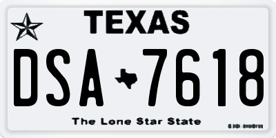 TX license plate DSA7618