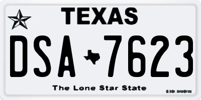 TX license plate DSA7623