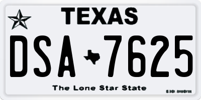 TX license plate DSA7625