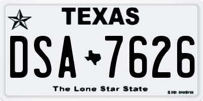 TX license plate DSA7626