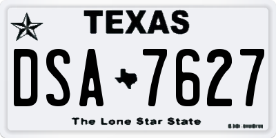 TX license plate DSA7627