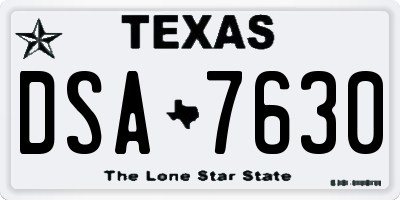 TX license plate DSA7630