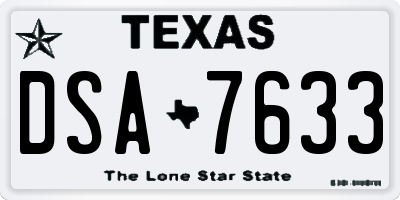 TX license plate DSA7633