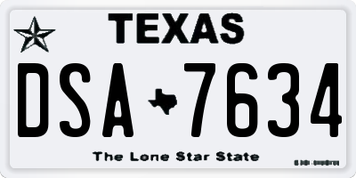 TX license plate DSA7634
