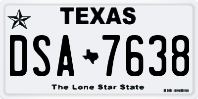 TX license plate DSA7638