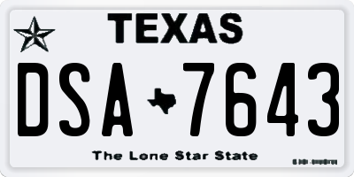 TX license plate DSA7643