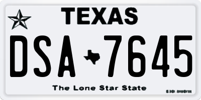 TX license plate DSA7645