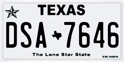 TX license plate DSA7646