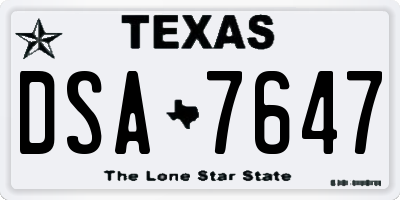 TX license plate DSA7647