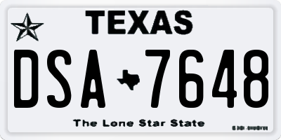 TX license plate DSA7648