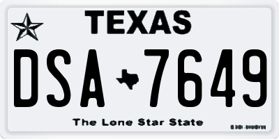TX license plate DSA7649