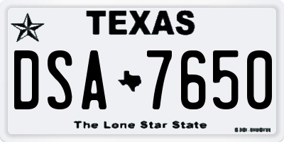 TX license plate DSA7650