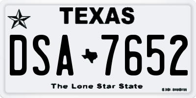 TX license plate DSA7652