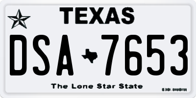 TX license plate DSA7653