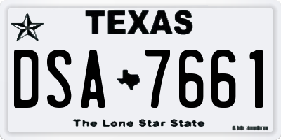 TX license plate DSA7661