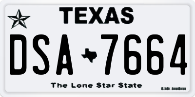 TX license plate DSA7664