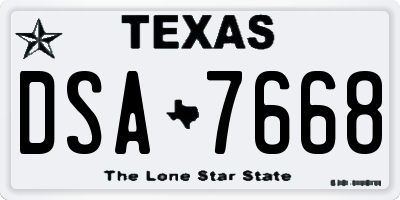TX license plate DSA7668