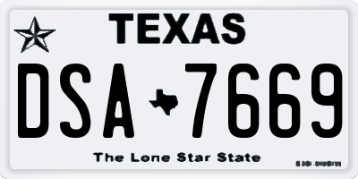 TX license plate DSA7669