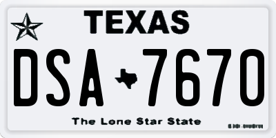 TX license plate DSA7670