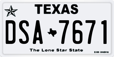 TX license plate DSA7671