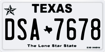 TX license plate DSA7678