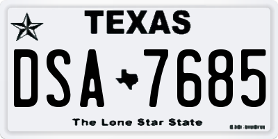 TX license plate DSA7685