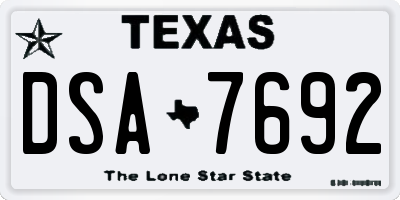 TX license plate DSA7692