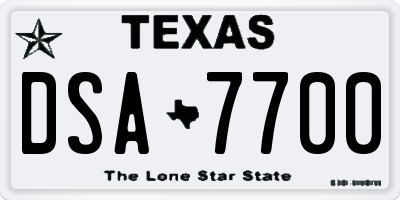 TX license plate DSA7700