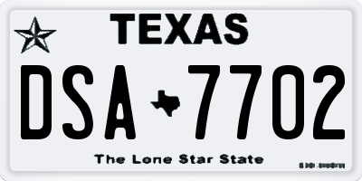 TX license plate DSA7702