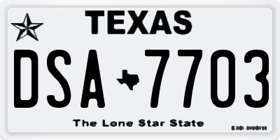 TX license plate DSA7703
