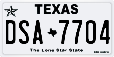 TX license plate DSA7704